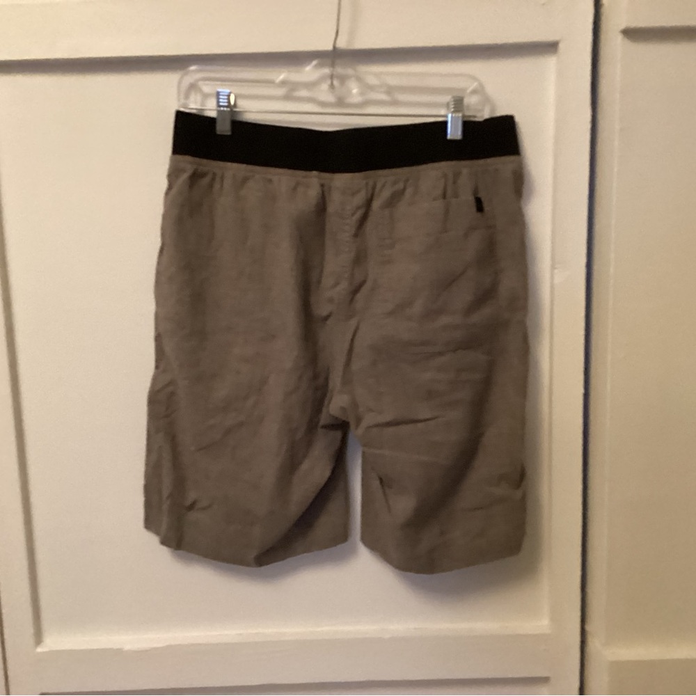 Prana Tan Linen Shorts with Black Waistband